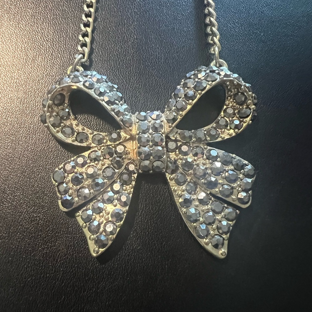 Sparkling Bow Pendant Necklace
